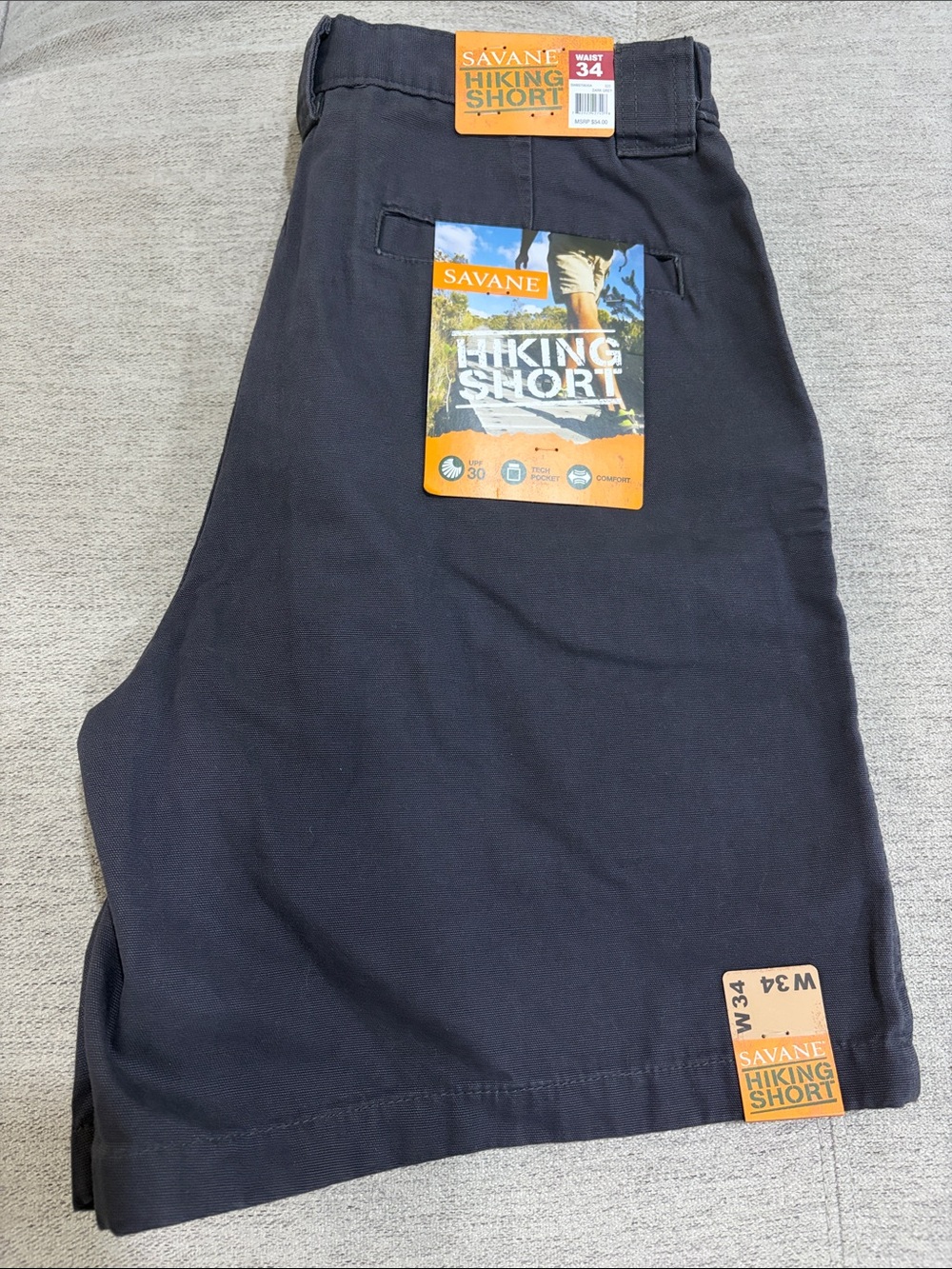 Savane Hiking Short Men’s 34 Dark Grey NWT